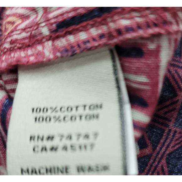 Bob Timberlake Purple Blue Geo Print Pleated Front Tunic Top Large 3/4 Sleeves - Picture 6 of 6